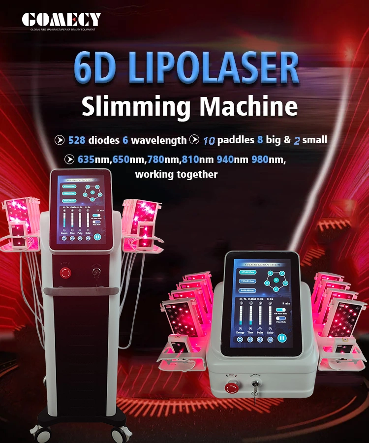 Geavanceerde 6D lipolaser lipolyse 209mw Super 6d Lipo Laser Liposuctie Machine met 635nm 650nm 780nm 810nm 940nm 980nm 0